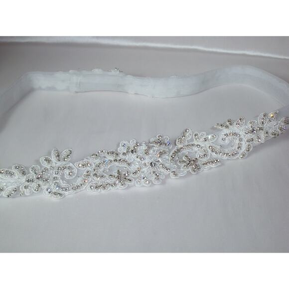 Rhinestone horse hair bridal dress belt crystal belt sash rhinestone bridal sash main image 5